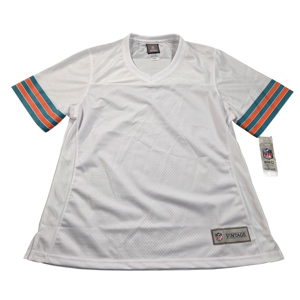Miami Dolphins Jersey Womens Large White NFL Football NFL Pro Line Vintage Blank